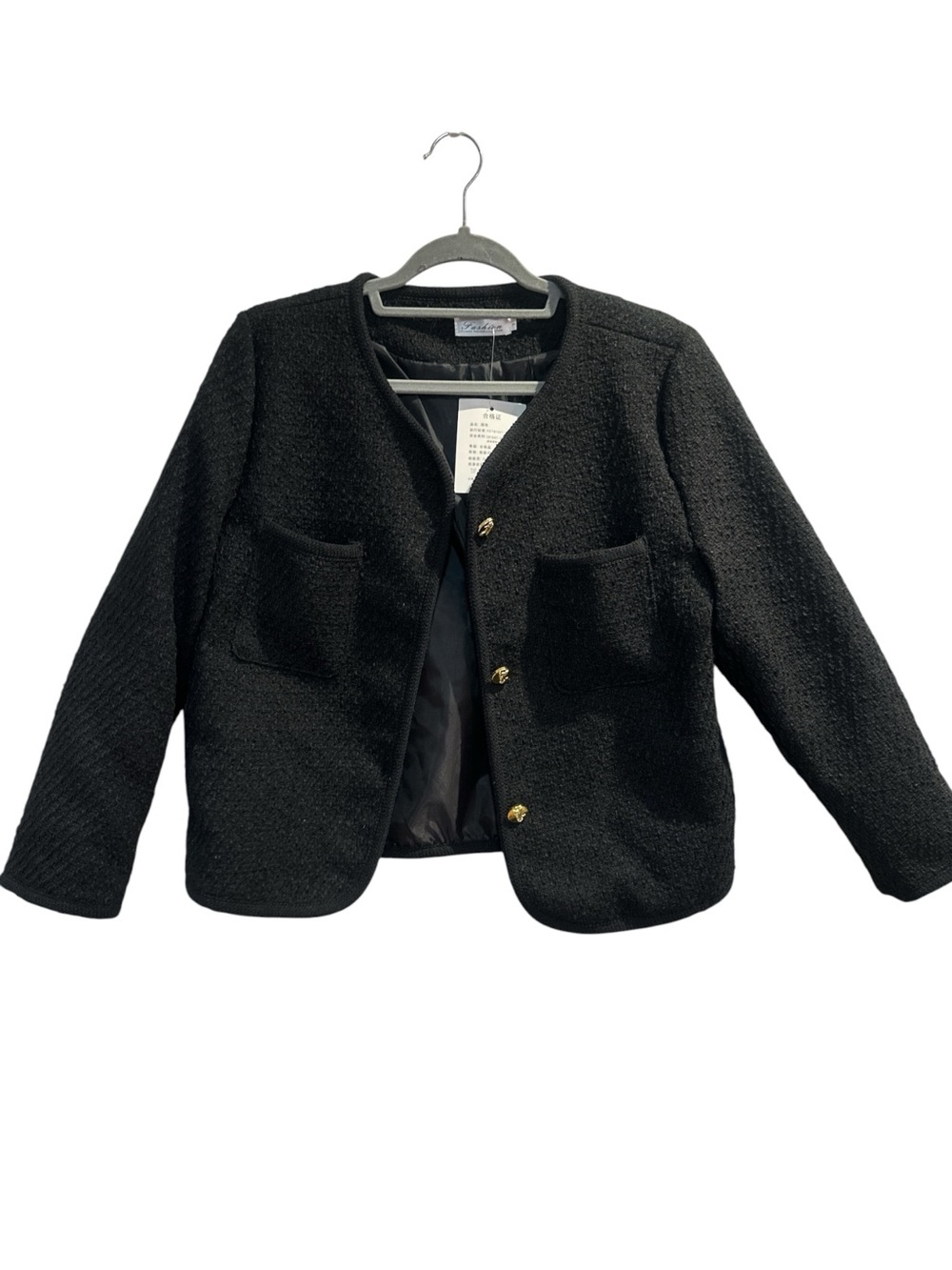Black Textured Gold-Button Jacket NWT - Picture 5 of 12